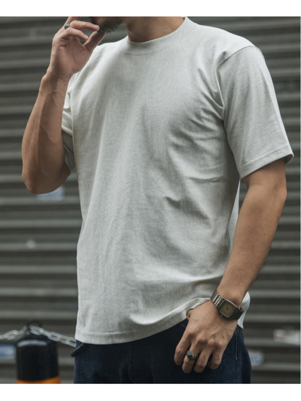 BRONSON Size S 10.6 oz Reverse Weave 100% Cotton T-Shirt Gray 🇺🇸ship